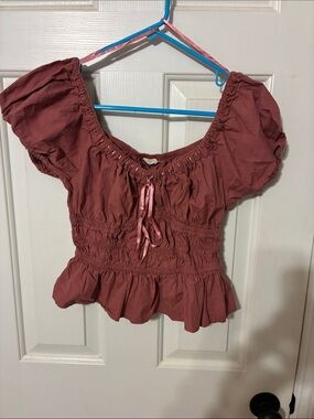 Smocked Peasant Top in Dusty Rose - Brand Unspecified